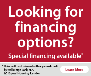 A banner with financing options
